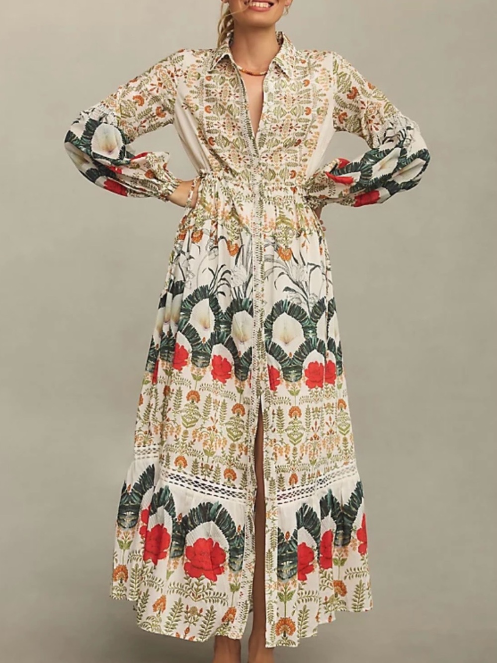 Anthropologie floral button down maxi dress